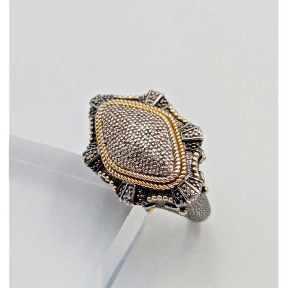 Elizabeth Adams Collection Sterling Silver 925 Pave Diamonds Statement Ring Sz 6 - Picture 9 of 16